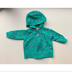 3/$10 CARTERS Baby girl hoodie birds 3m